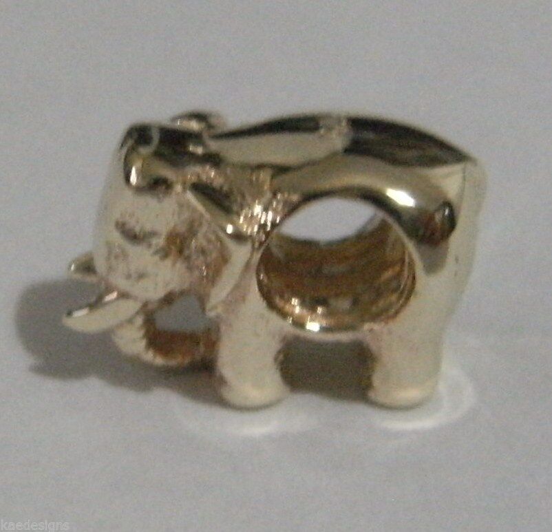 Kaedesigns, 9ct Yellow Or Rose Or White Gold Or Silver Elephant Bead Charm