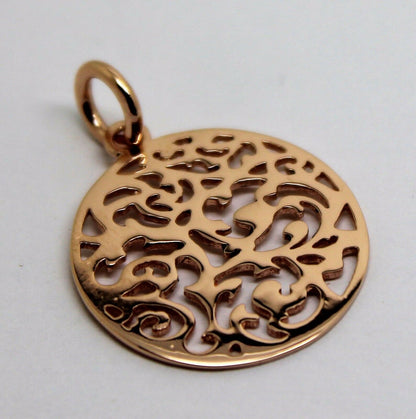 Genuine Solid 9ct 9kt Yellow, White Or Rose Gold Round Filigree Pendant