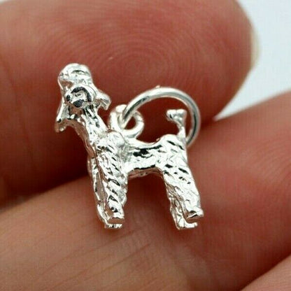 Sterling Silver Small Poodle Dog Charm or Pendant + jump ring