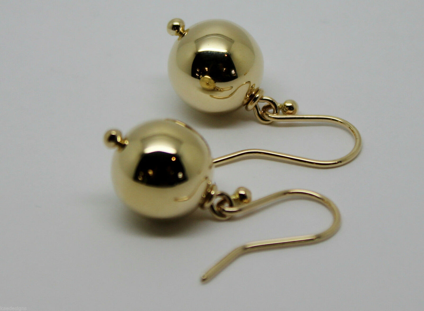 Kaedesigns 9ct Yellow Or White Or Rose Gold 12mm Hook Euro Ball Drop Earrings