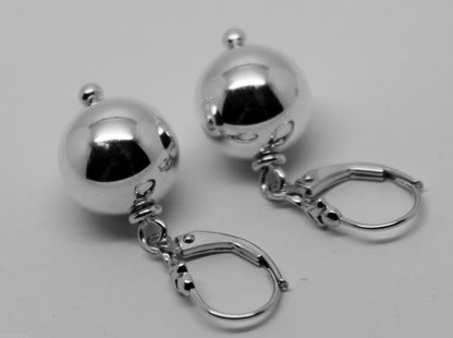 Sterling Silver 925 Ball Earrings 12mm Continental Clip Earrings