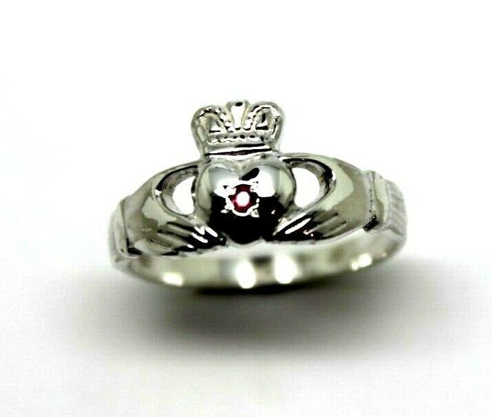 Kaedesigns New Sterling Silver 925 Ruby (Birthstone July) Claddagh Ring