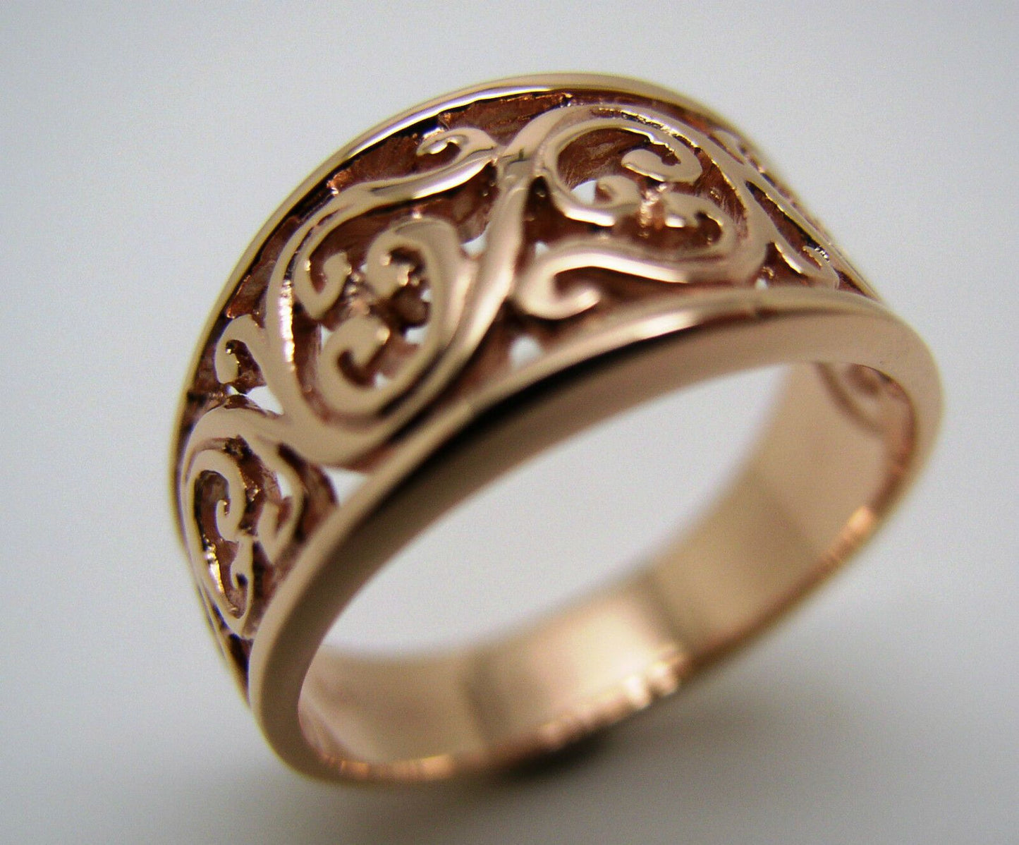 Size R Kaedesigns Genuine 9ct Full Solid Wide Yellow, Rose Or White Gold Filigree Flower Swirl Ring 336