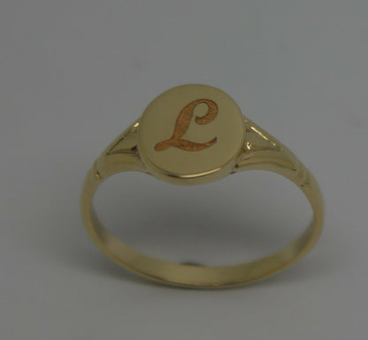 Size K 1/2 Genuine Solid New 9ct Yellow, Rose or White Gold Oval Signet Ring Engraved With One Initial