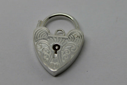 Genuine 15mm Sterling Silver 925 Engraved Heart Padlock Locket