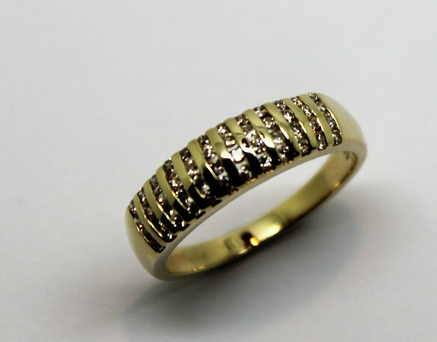 Size O 9Ct Yellow Gold Diamond Tdw: .40Pt Wide Ring *Free Express Post In Oz