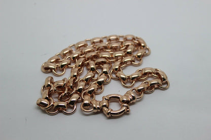 Genuine 9ct Rose Gold 375,Solid Heavy Oval Belcher Necklace Chain 60grams 60cm