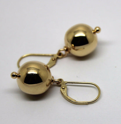 Kaedesigns New 9ct 9k Yellow, Rose or White Gold Continental Hooks 12mm Ball Plain Earrings