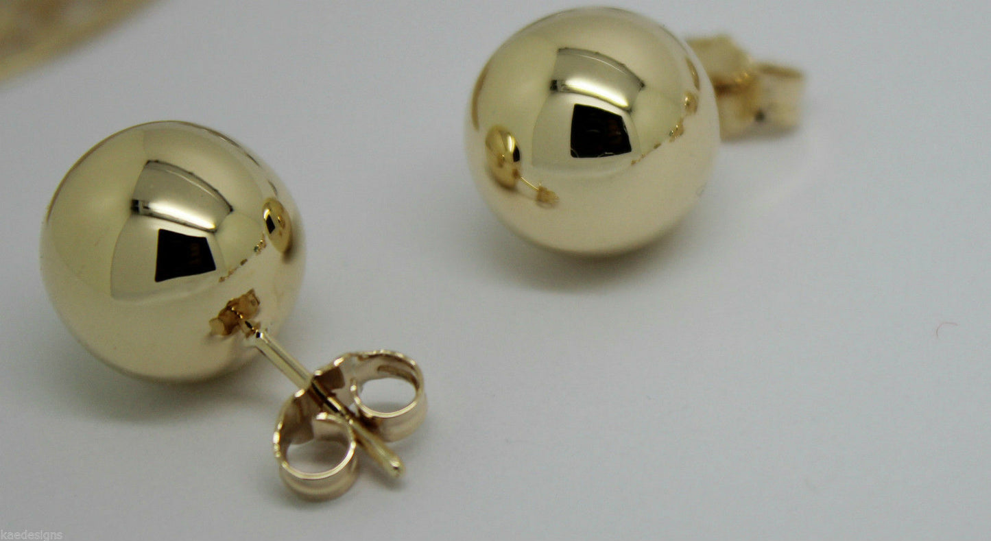 Kaedesigns New Genuine New 9ct 9K Yellow, Rose or White Gold 10mm Stud Ball Earrings