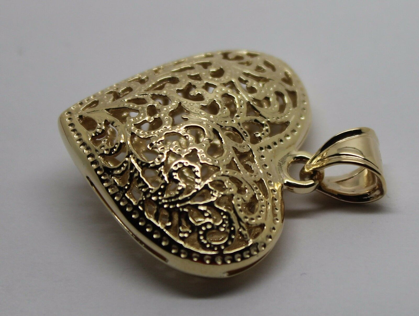 Kaedesigns New Genuine 9ct 9k Heavy Large, Rose or White Yellow Gold Filigree Heart Pendant