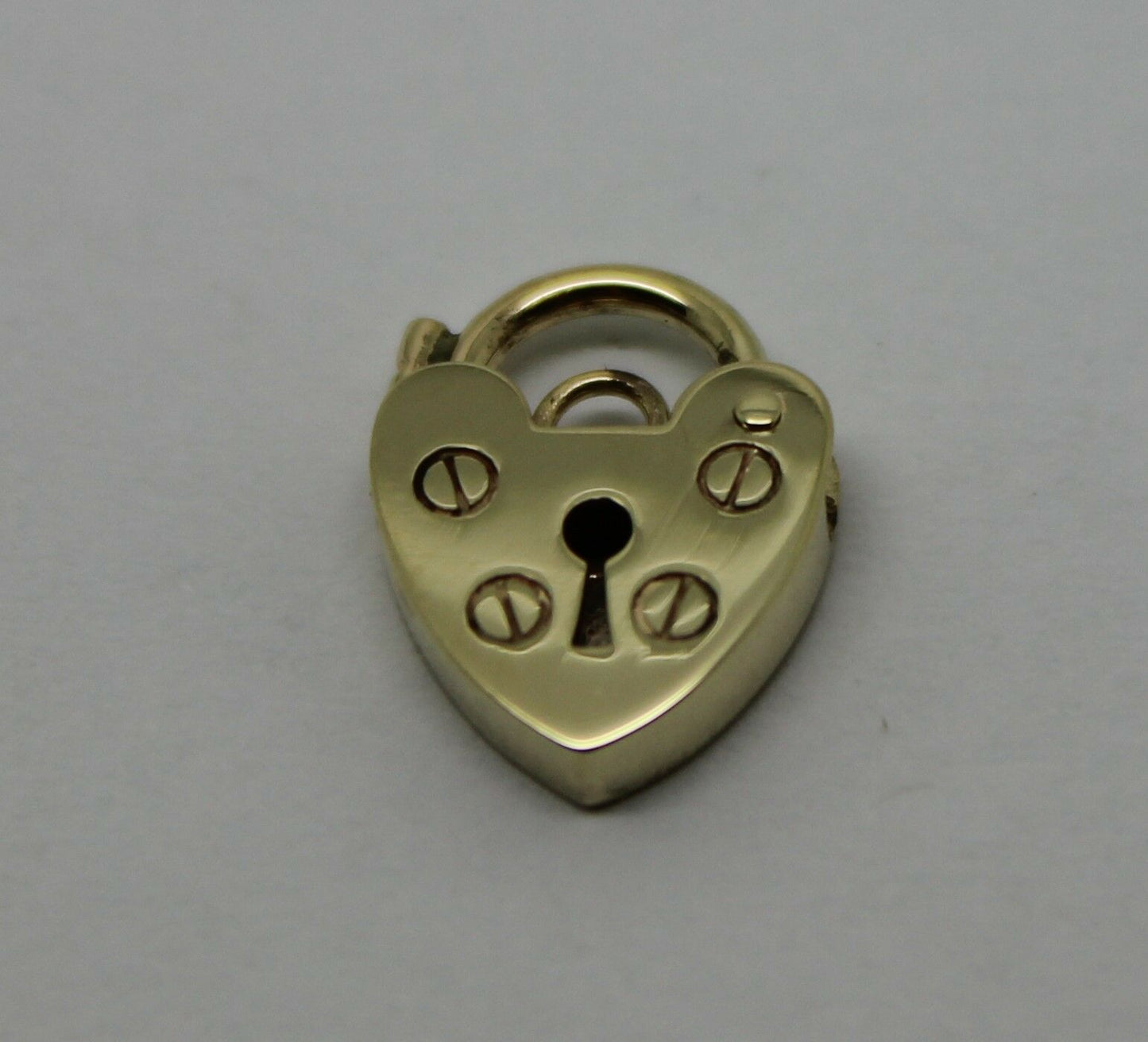 Genuine Small 9.5mm 9ct Yellow Gold Screw Heart Pendant Padlock