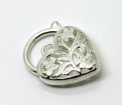 Large Sterling Silver 925 Filigree Heart Padlock Pendant 18mm