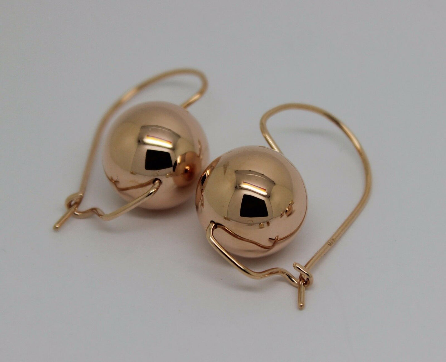 Kaedesigns, 9ct Yellow Or White Or Rose Gold 375 16mm Full Ball Hook Earrings