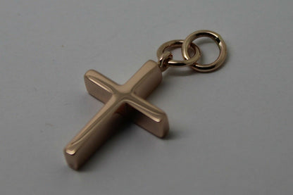 Kaedesigns,Genuine Solid Thin 18ct 750 Yellow, Rose or White Gold Plain Cross Pendant Double Bail