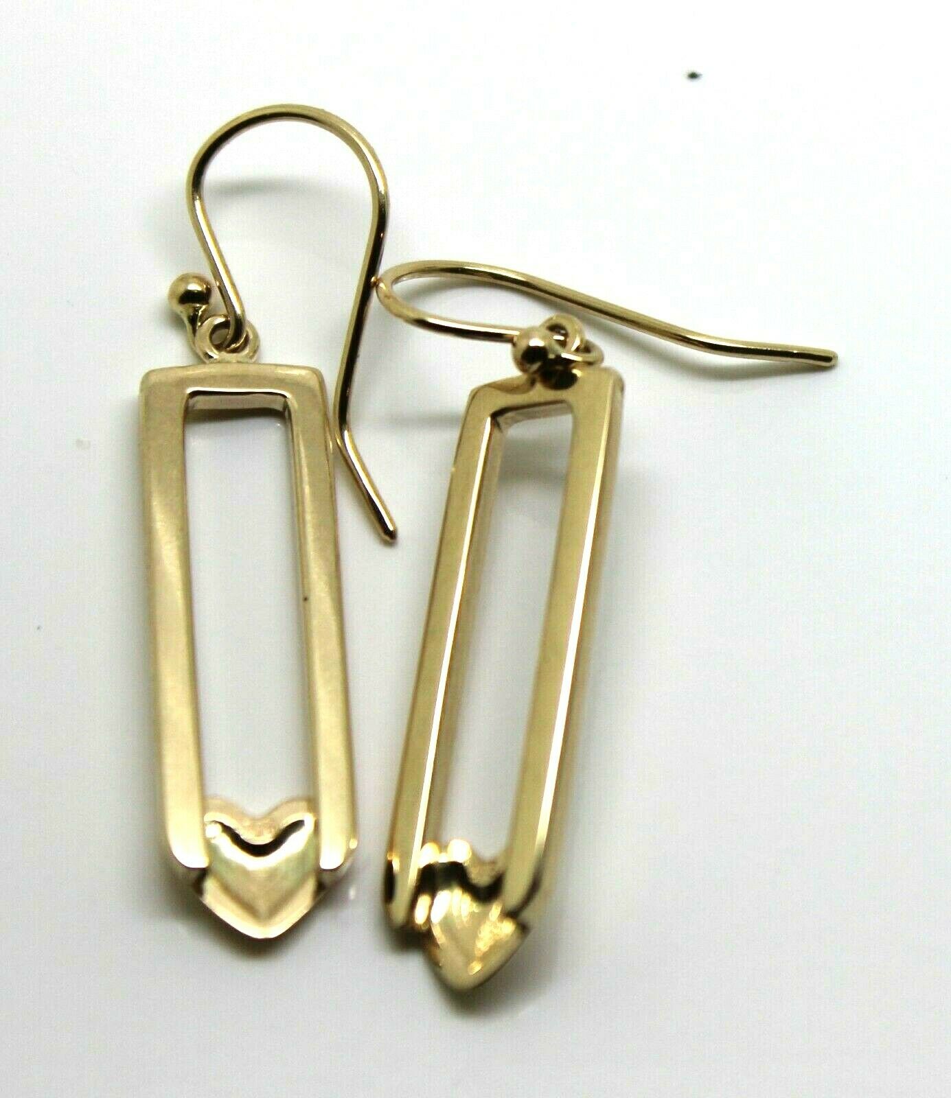 Genuine New 9ct Yellow, Rose or White Gold Heart Drop Hook Earrings