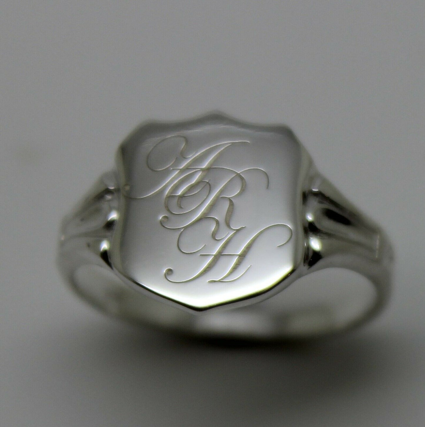 Sterling Silver Large Signet Ring Size 7 Plus Engraving Of Three Initials