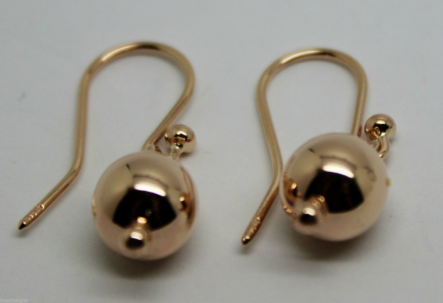 Kaedesigns, New Genuine  9ct 9kt Yellow, Rose or White Gold 8mm Euro Ball Drop Earrings