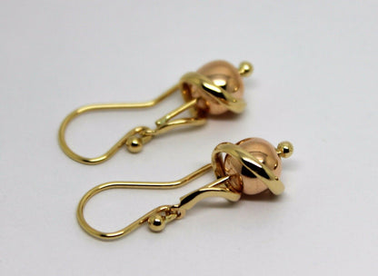 Kaedesigns New Genuine 9ct 9k Yellow & Rose Gold 8mm Swirl Ball Earrings