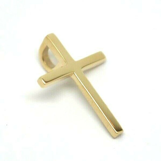 Genuine Solid Delicate 14ct 14K Yellow, Rose Or White Gold Thin Plain Cross Pendant