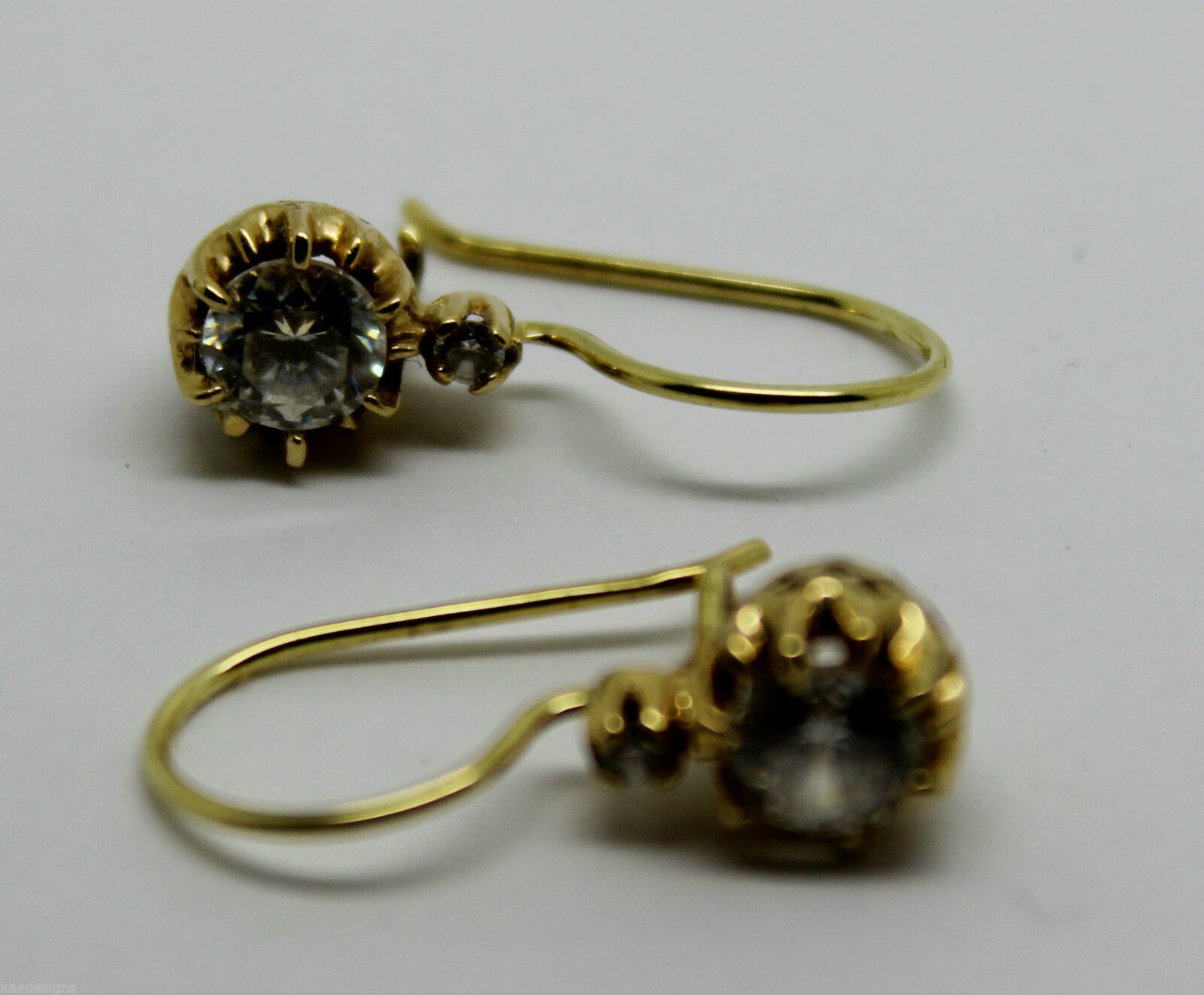 New 14ct 585 Full Solid Yellow Gold Cubic Zirconia Stone Earrings *Free Express Post In Oz