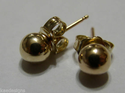 Kaedesigns,Genuine 18ct Yellow Gold 3mm, 4mm, 5mm, 6mm or 8mm Stud Ball Earrings