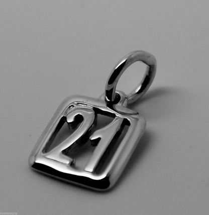 Kaedesigns Genuine 925 Sterling Silver Square shaped 21st Charm or Pendant