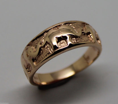 Size K Genuine New 9ct 9kt Full Solid Yellow, Rose or White Gold Lucky Elephant Ring 209