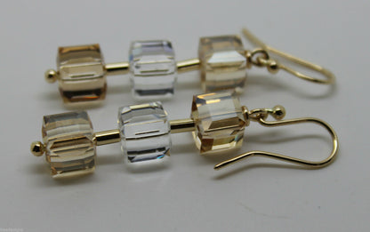 Kaedesigns, Genuine 9ct 9k Yellow Gold 8mm Crystal Earrings