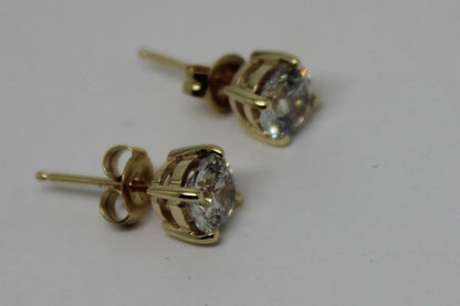 Kaedesigns GENUINE 9ct YELLOW Gold Claw-set Round 5.5mm Stud Earrings