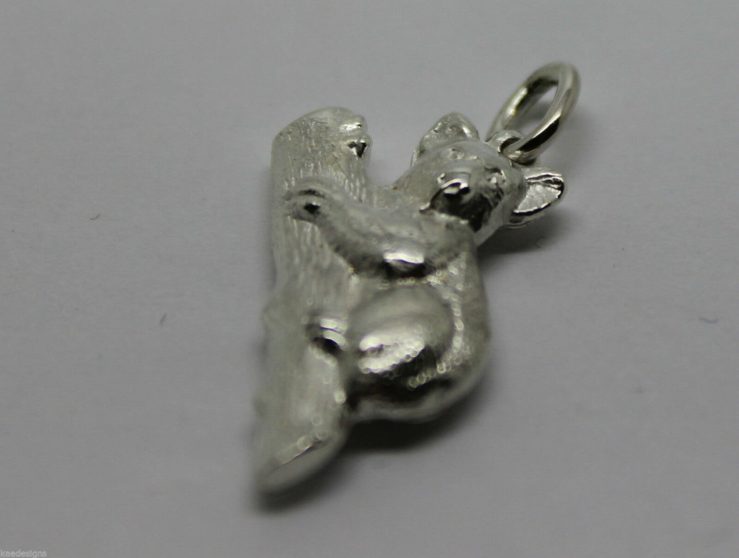 Genuine Sterling Silver Solid Koala On Tree 3D Pendant