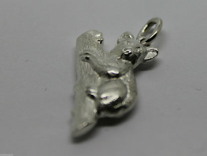 Genuine Sterling Silver Solid Koala On Tree 3D Pendant