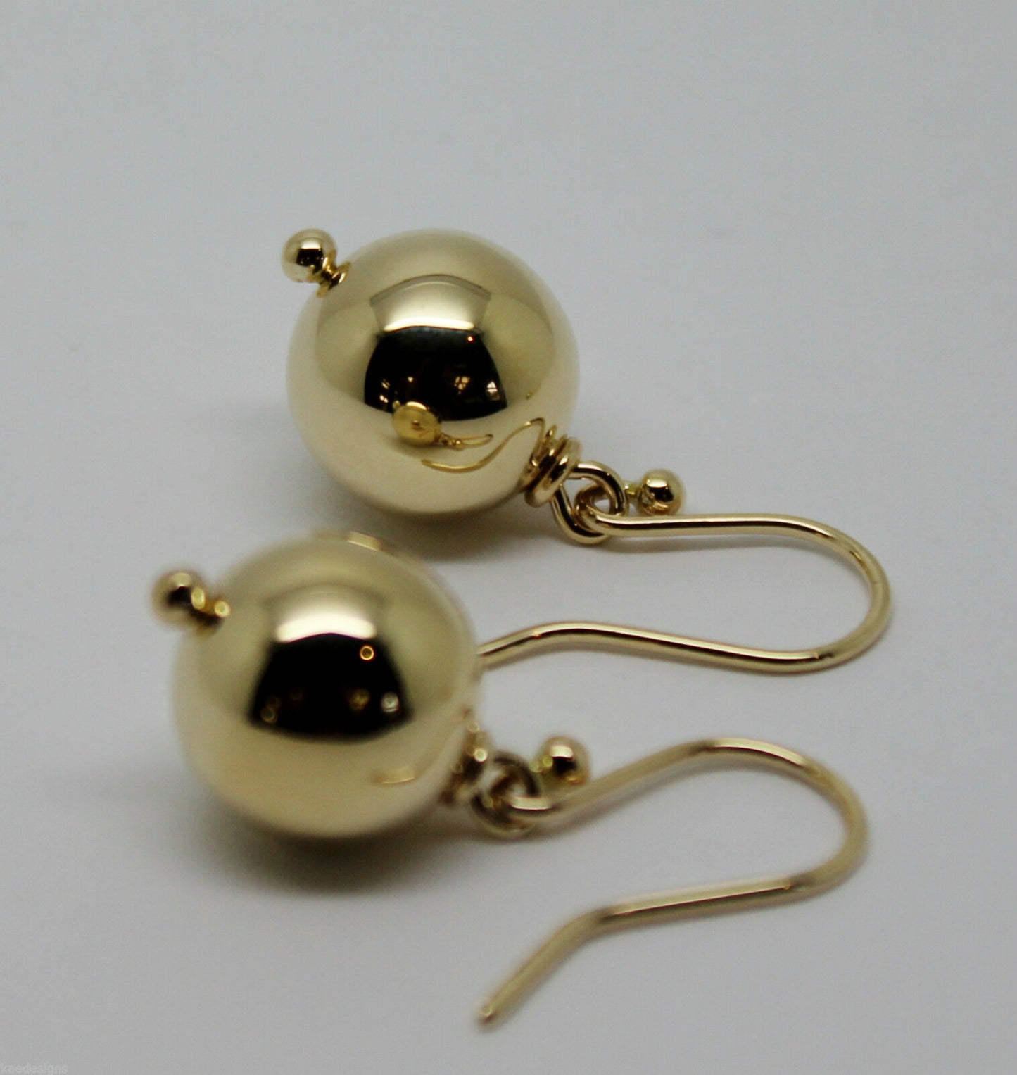 Kaedesigns 9ct Yellow Or White Or Rose Gold 12mm Hook Euro Ball Drop Earrings