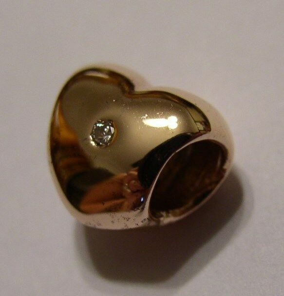 Kaedesigns, New Genuine 9ct Yellow, Rose or White Gold Si Diamond Heart Bead For Charm Bracelet