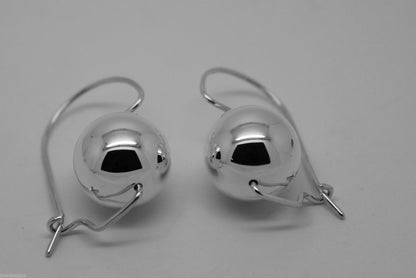 Genuine Sterling Silver Ball Hook Earrings 8mm, 10mm, 12mm, 14mm, 16mm