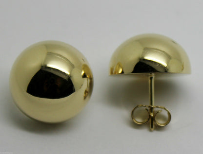 Kaedesigns, 9ct 9k Yellow Or White Or Rose Gold 375 16mm Half Ball Stud Earrings