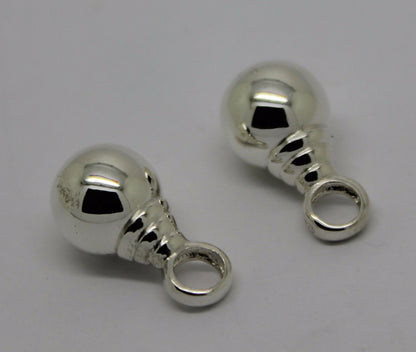 Genuine New Sterling Silver 10mm Plain Balls Charm Earrings