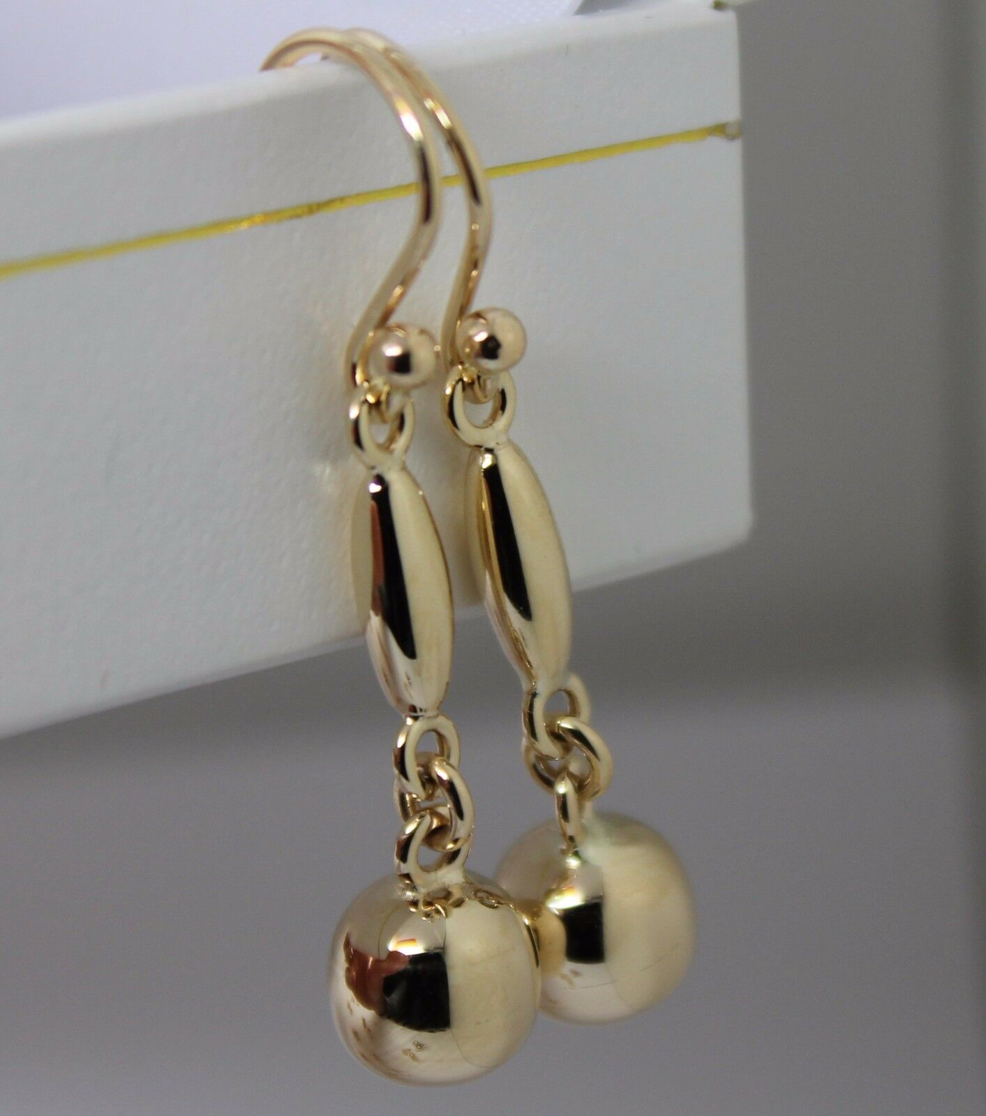 Kaedesigns, 9ct 9kt Yellow Or White Or Rose Gold 8mm Ball Long Drop Earrings