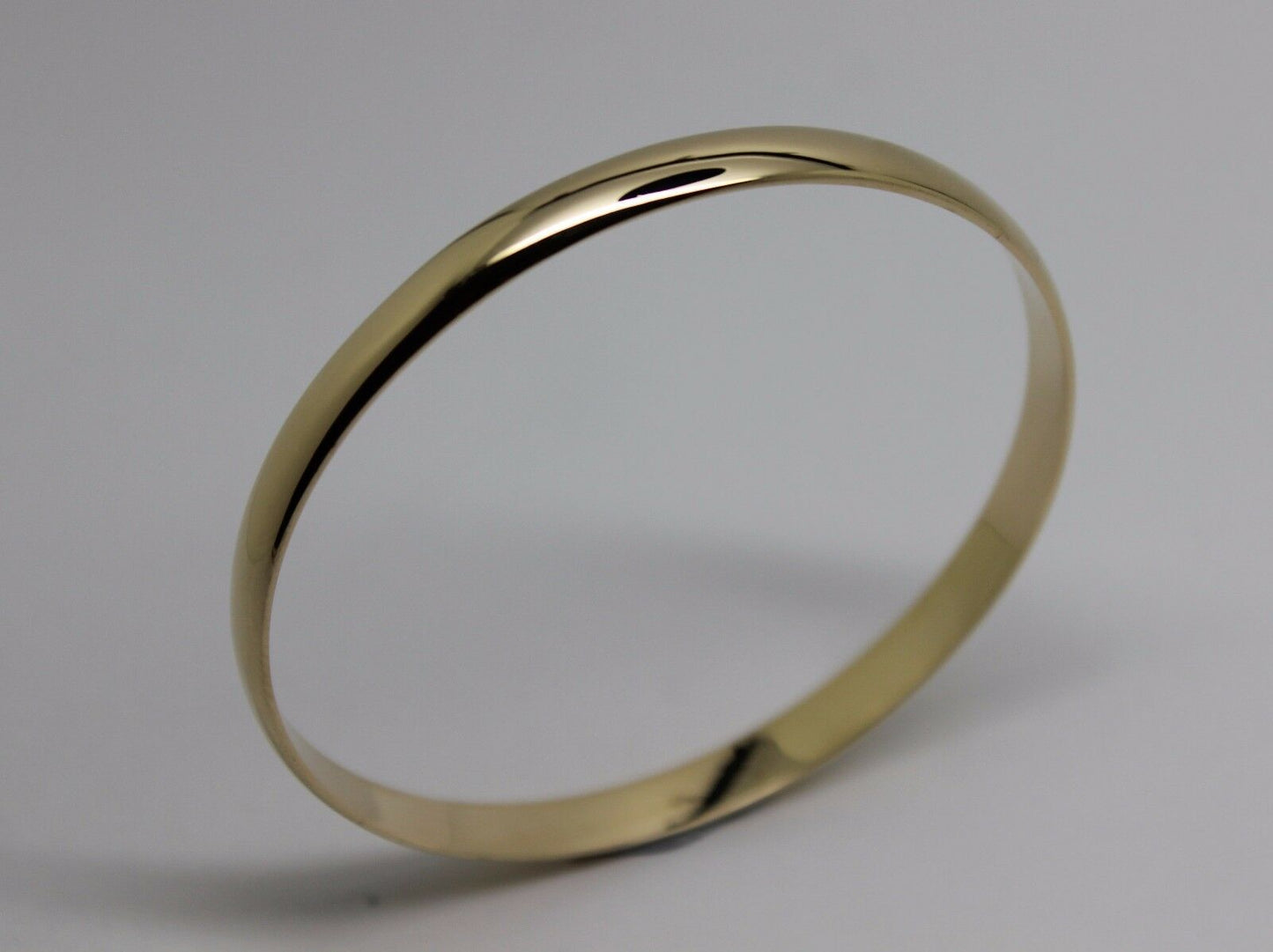 Genuine 9ct 9kt FULL SOLID Heavy Yellow, Rose or White Gold Bangle 6mm wide half round 60mm inside diameter