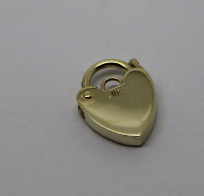 Genuine Small 9.5mm 9ct Yellow Gold Screw Heart Pendant Padlock