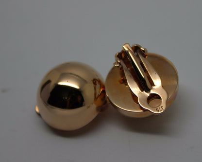 Kaedesigns New Genuine New 9ct Rose, Yellow Or White Gold Clip On 16mm Half Ball Earrings