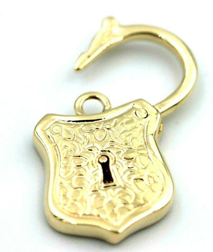 Genuine New 9k 9ct 15mm x 24mm Yellow, Rose and White Gold Filigree Heart Pendant / Padlock