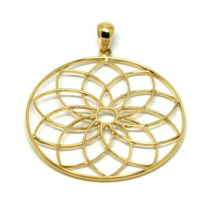 Genuine 9k 9ct Yellow, Rose or White Gold Flower of Life Pendant