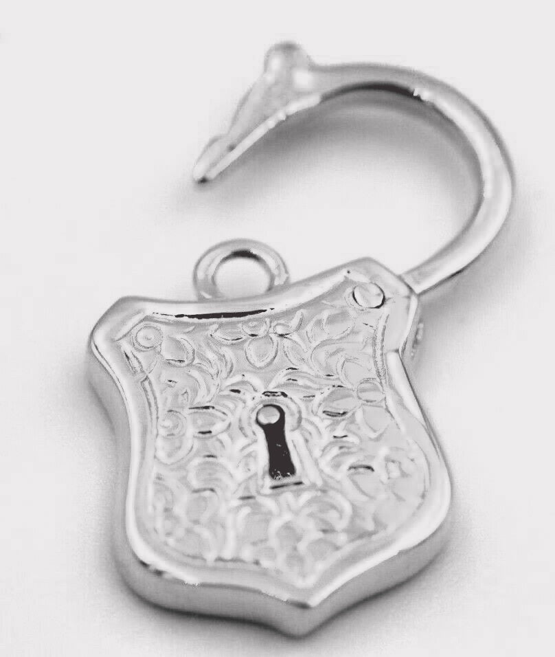 Genuine New 9k 9ct 15mm x 24mm Yellow, Rose and White Gold Filigree Heart Pendant / Padlock