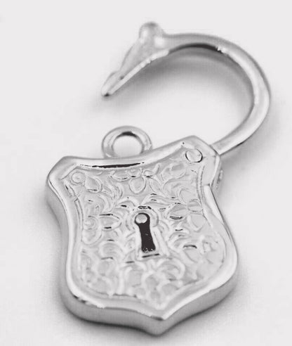 Genuine New 9k 9ct 15mm x 24mm Yellow, Rose and White Gold Filigree Heart Pendant / Padlock