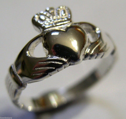 Genuine 9ct 375 Solid Yellow, Rose or White Gold Claddagh Celtic Friendship Ring In Your