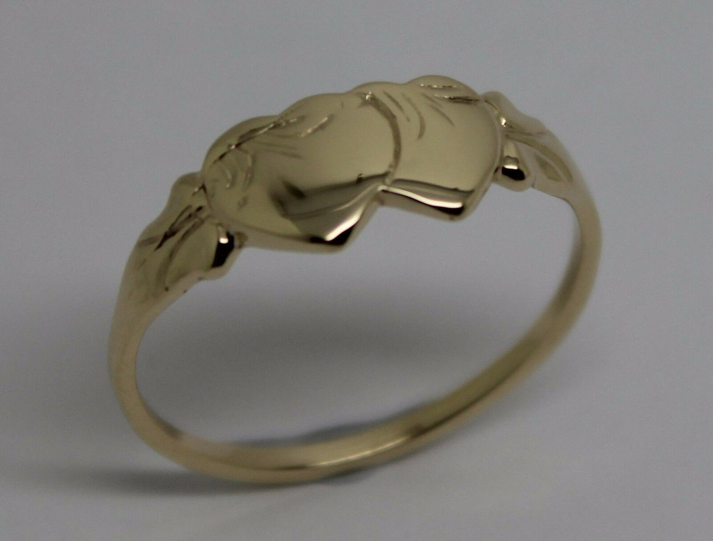 Size O Solid New 9ct 9Kt Yellow Gold Double Heart Signet Ring