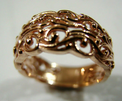 Kaedesigns New Genuine Size P 9ct Yellow, Rose or White Gold Wide Flower Filigree Ring