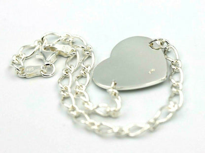 Kaedesigns Genuine 925 Sterling Silver Heart ID bracelet -Free engraving