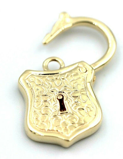 Genuine New 9k 9ct 15mm x 24mm Yellow, Rose and White Gold Filigree Heart Pendant / Padlock