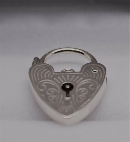 Genuine 15mm Sterling Silver 925 Engraved Heart Padlock Locket